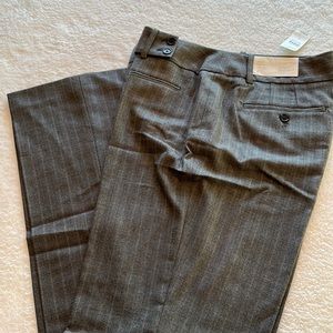 NWT. Loft size 8 Julie Curvy fit with stretch, gray stripe dress pants.